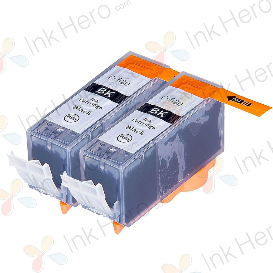 Pack de 2 Canon PGI-520BK cartouches d'encre compatibles noir pigment(Ink Hero)